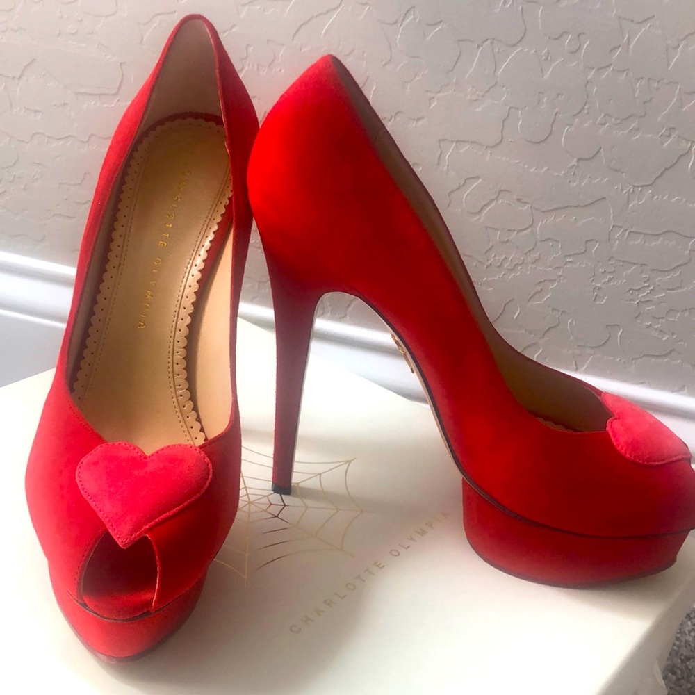 Suede red high heels. Great for Valentine’s Day or a simple date.